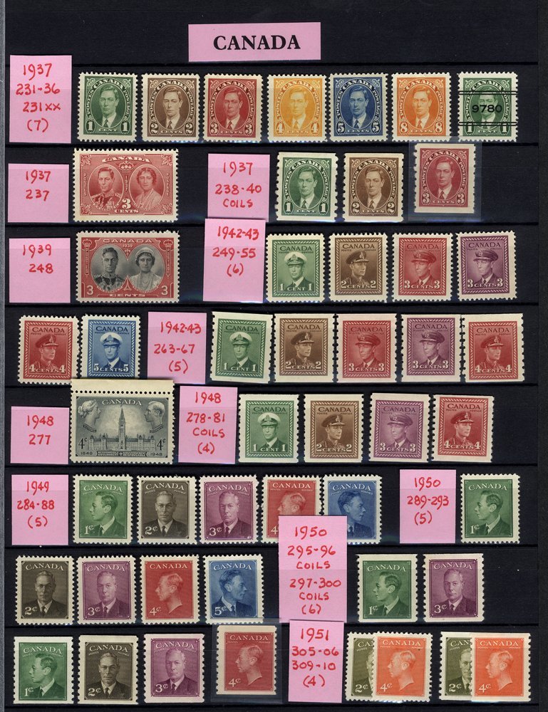 CANADA M Range Incl. Coils 1937 (3), SG.368/70, 1948 (4) SG.397/398a, 1950 (6) SG.419/22a, NEWFOUNDLAND Incl. 1937 Coron - Other & Unclassified