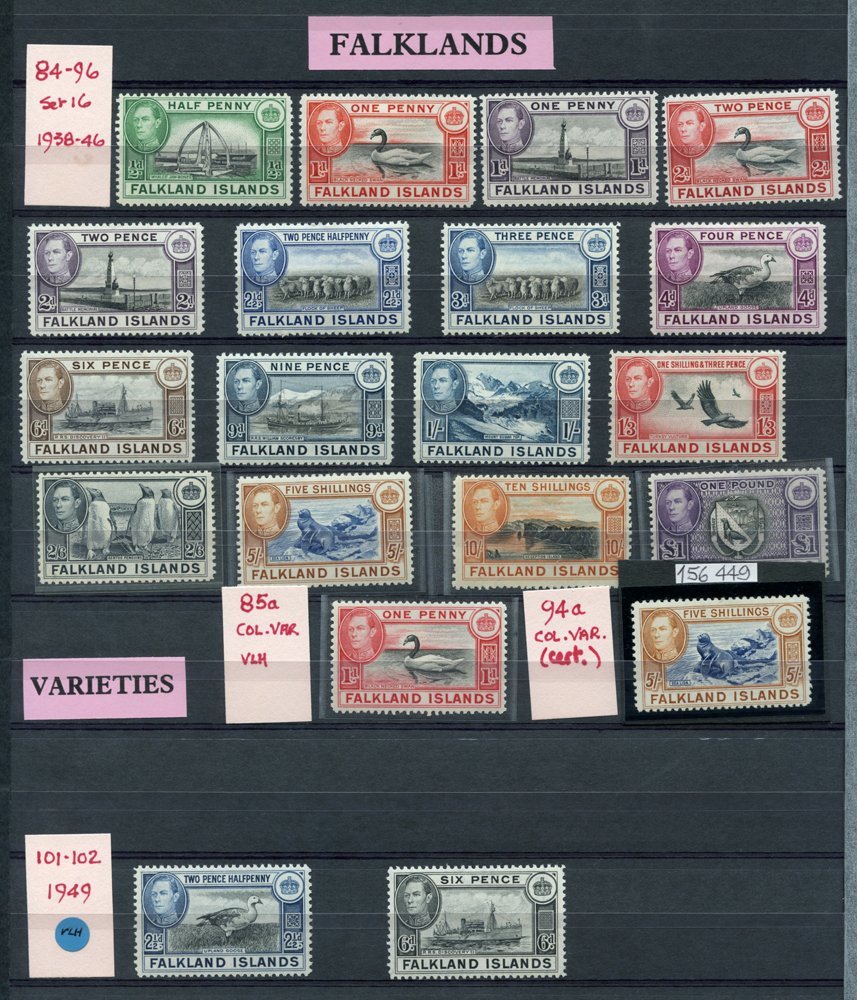 FALKLAND ISLANDS 1938-50 Set M, Extra 5s Indigo & Pale Yellow-brown M (RPS Cert), SG.161b, 1952 Set M + Odd Extra, F.I.D - Other & Unclassified