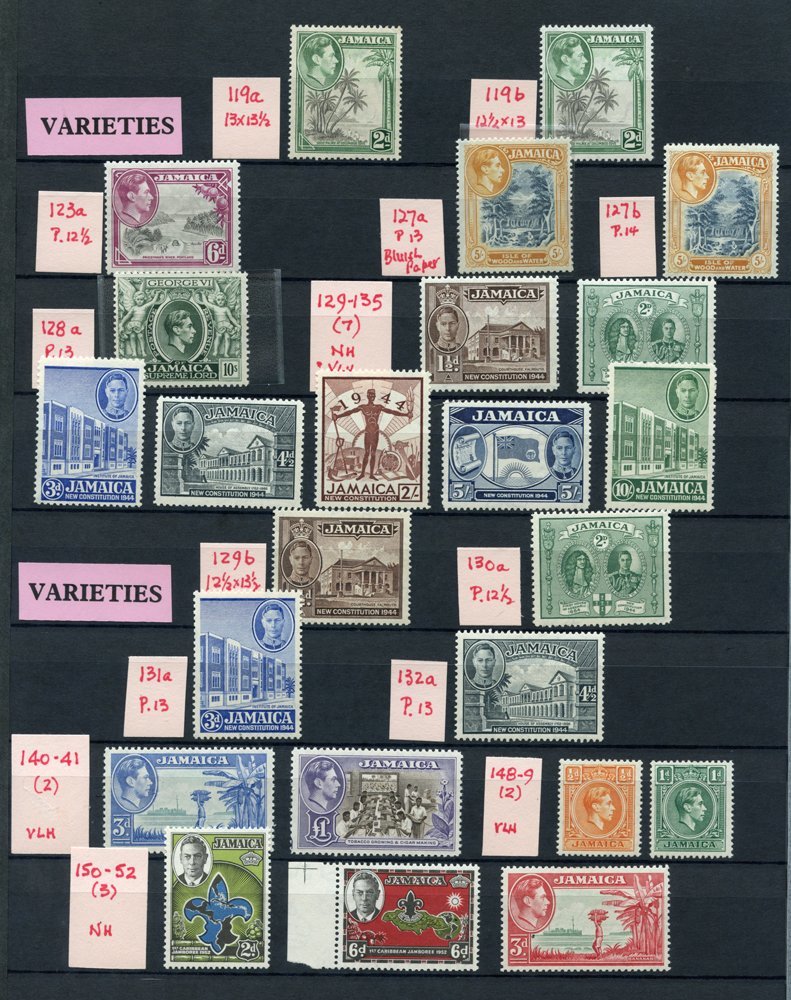JAMAICA 1938-52 Defin Set M + Extra Perf Variations (SG.121/133a), 1945 New Constitution Set M, VIRGIN ISLANDS 1938 Defi - Other & Unclassified