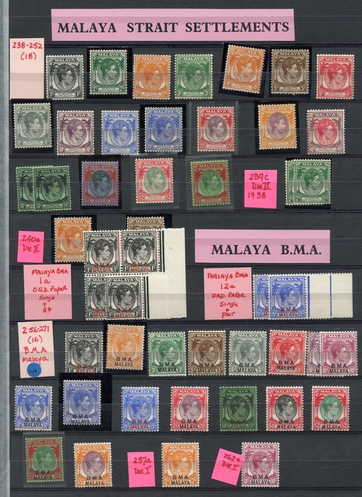 MALAYA - STRAITS SETTLEMENTS 1937-41 Set + Die II 2c, 4c & 5c, B.M.A 1945-48 Set + Extras, MALACCA 1949 Set, PENANG 1942 - Other & Unclassified