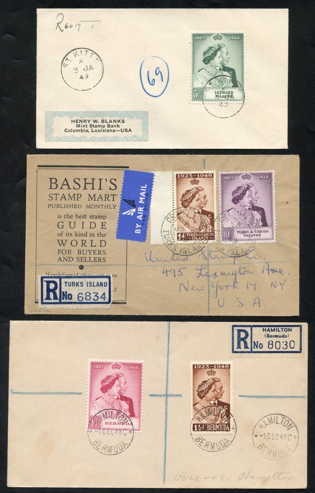 1948 Silver Wedding Covers (7) Incl. Bermuda, Gold Coast, Turks & Caicos Islands, St Lucia And Leeward Islands (3) - One - Other & Unclassified