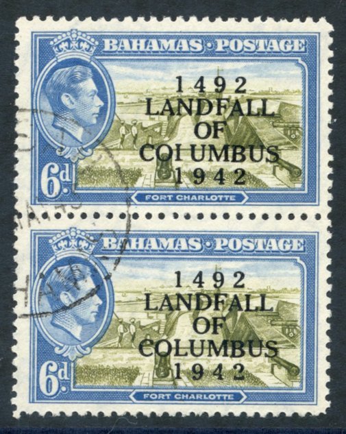 1942 Landing Of Columbus 6d Vertical Pair Incl. The 'COIUMBUS' Error, Superb U, SG.169a. (2) Cat. £1500 - Other & Unclassified