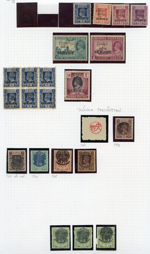 Collection On Leaves (mixed M & U) 1937 KGV Vals To 2r U & To 12a M, 1945 Military Admin Set M, 1947 Set To 10r M, Some - Autres & Non Classés