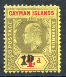 REVENUES 1908 1d On 4d Black & Red/yellow, M Example With Rounded Corner Perf At Upper Left, Barefoot 1. Scarce. (1) - Other & Unclassified