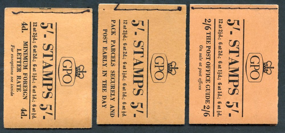 1954 Nov - 1955 Jan & March 5s Wilding Booklets, SG.H12/H14, VF. (3) Cat. £300 - Other & Unclassified