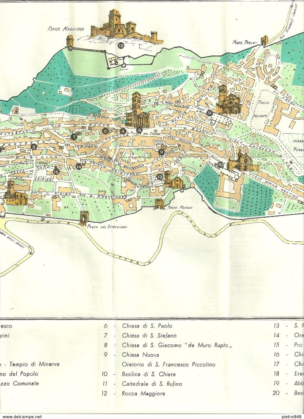 Assisi (Perugia) Carta Topografica, Elenco Monumenti, Piantine Chiese Inferiore E Superiore Basilica S. Francesco - Carte Topografiche