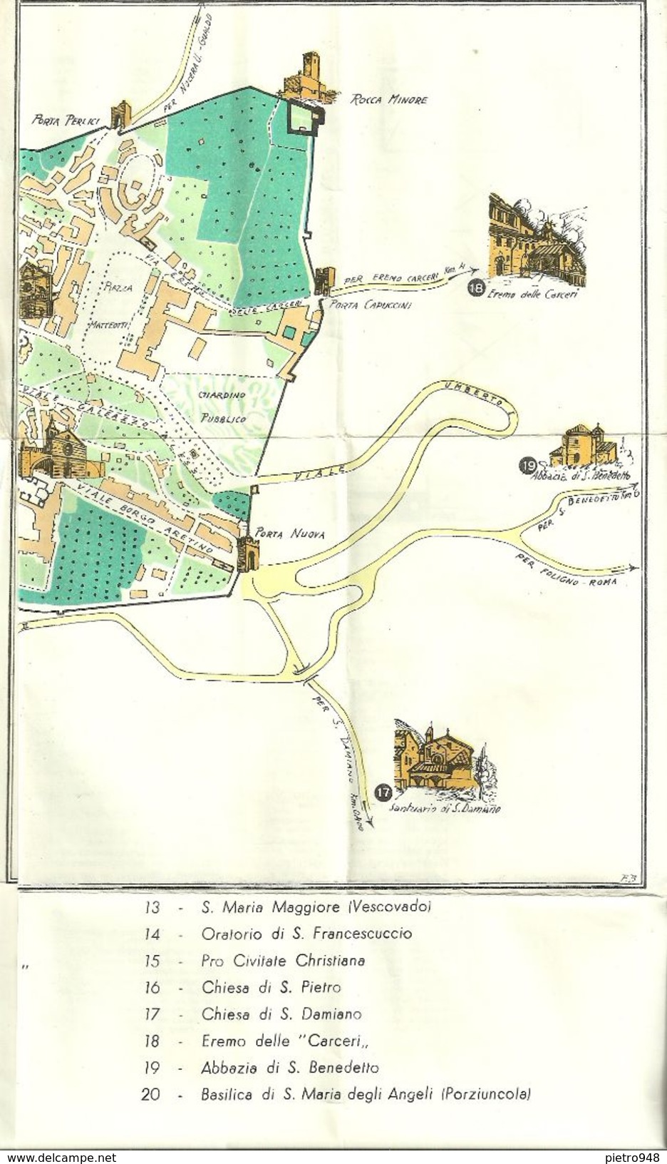 Assisi (Perugia) Carta Topografica, Elenco Monumenti, Piantine Chiese Inferiore E Superiore Basilica S. Francesco - Carte Topografiche