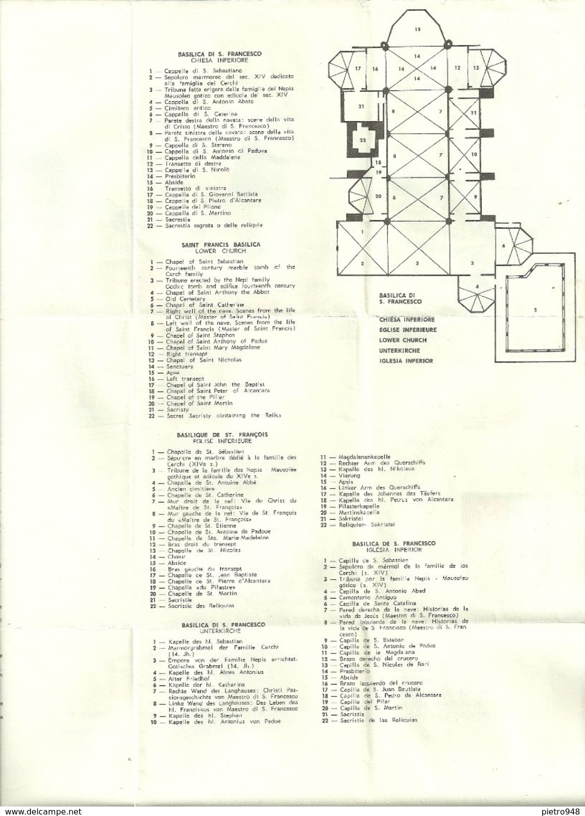 Assisi (Perugia) Carta Topografica, Elenco Monumenti, Piantine Chiese Inferiore E Superiore Basilica S. Francesco - Carte Topografiche