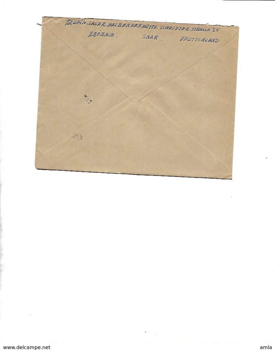 ENVELOPPE OBLITEREE BREBACH SAAR DEUTCHLAND - Covers & Documents