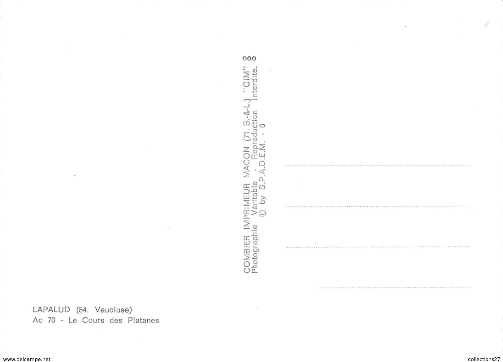 84-LAPALUD- LE COURS DES PLATANES TABAC - Lapalud