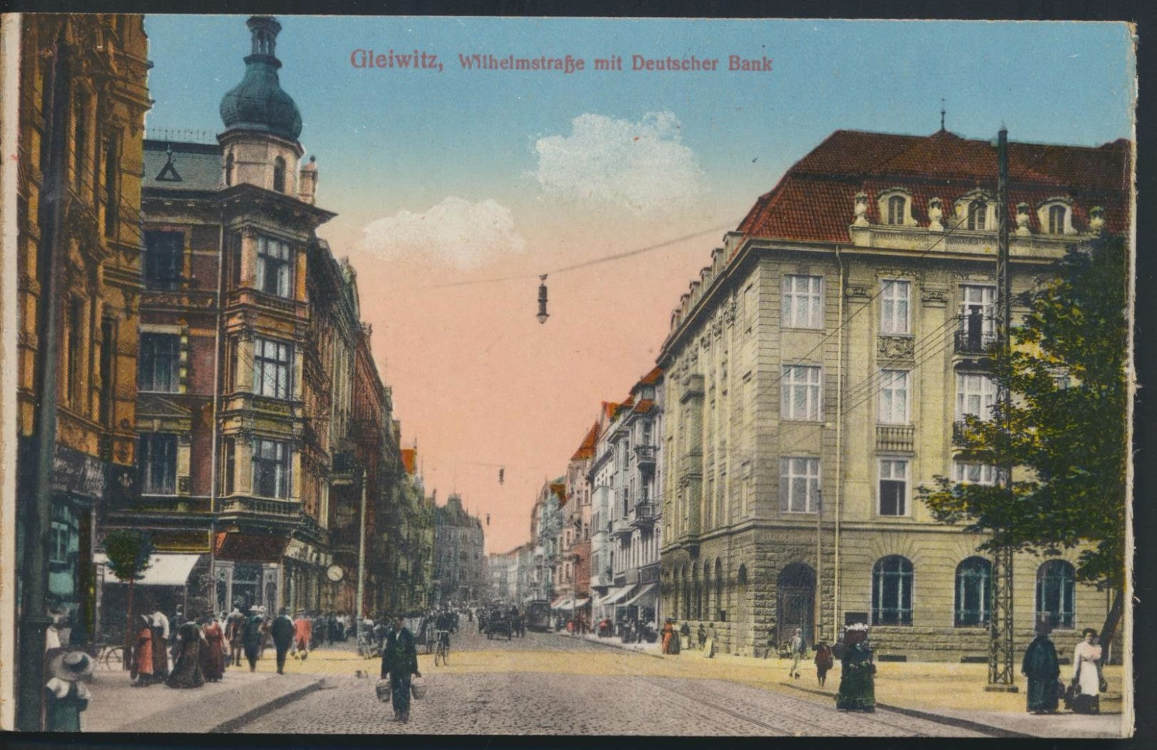 °°° 5043 - GERMANY - GLEIWITZ - WILHELMSTRASSE MIT DEUTSCHER BANK °°° - Schlesien