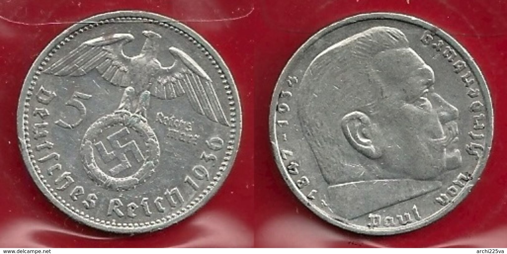 GERMANIA 1936 A - 5R Reichs Mark  BB / SPL - Argento / Argent / Silver - Confezione In Bustina - (3 Foto) - 5 Reichsmark