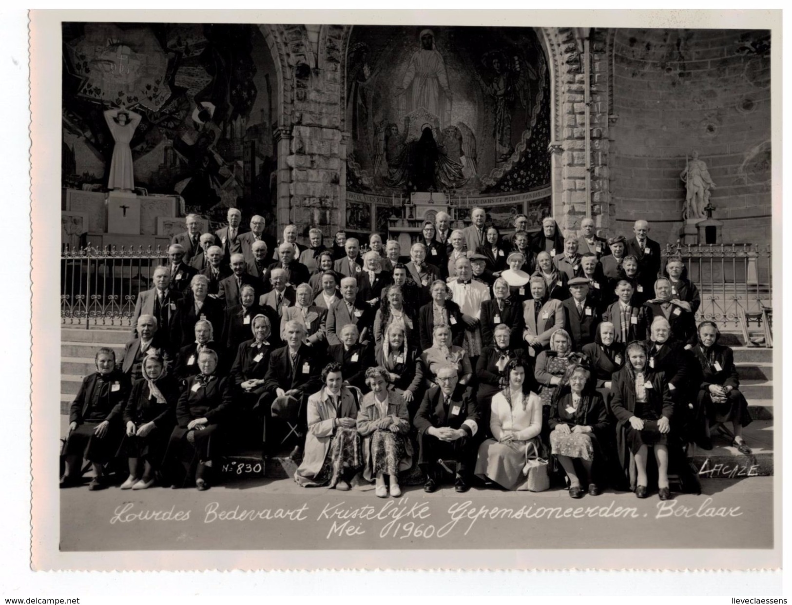 Berlaar: Lourdes Bedevaart Kristelijke Gepensioneerden.Berlaar Mei 1960 (fotokaart 18x24cm) - Berlaar