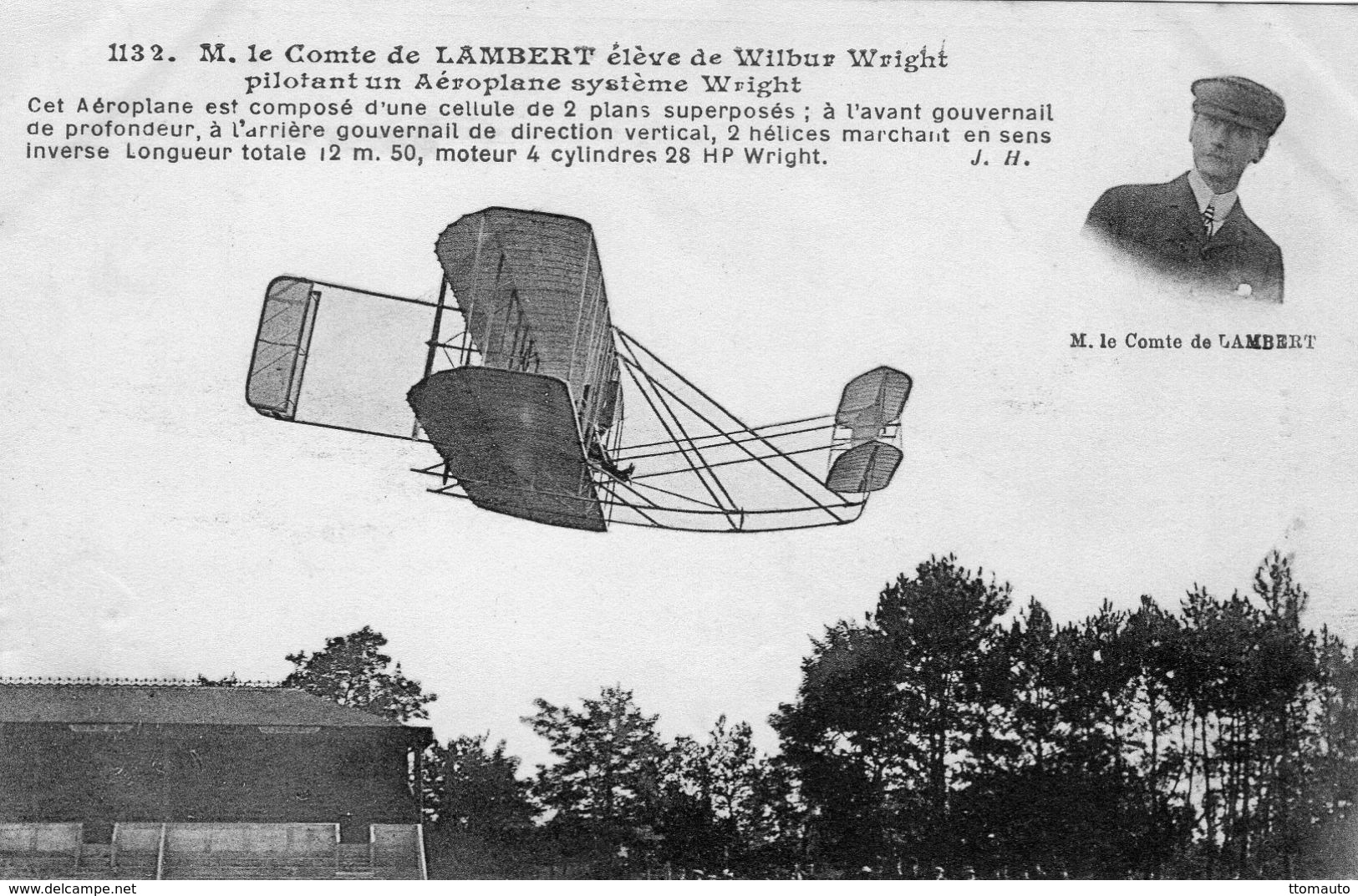 Le Comte De Lambert élève De Wilbur Wright Pilotant Un System Wright  -  CPA - Flieger