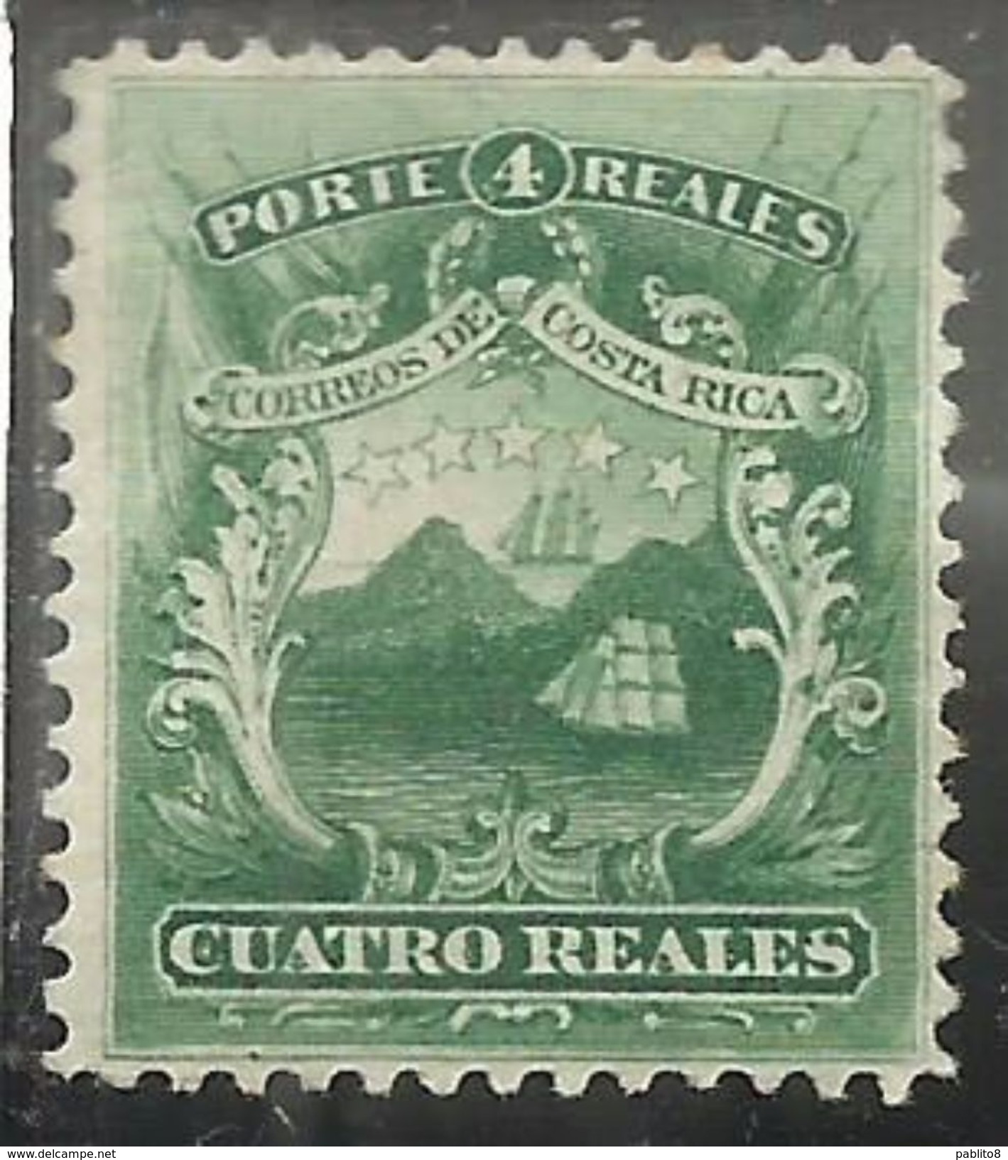 COSTA RICA 1863 COAT OF ARMS STEMMA ARMOIRIES REALES 4r MLH - Costa Rica