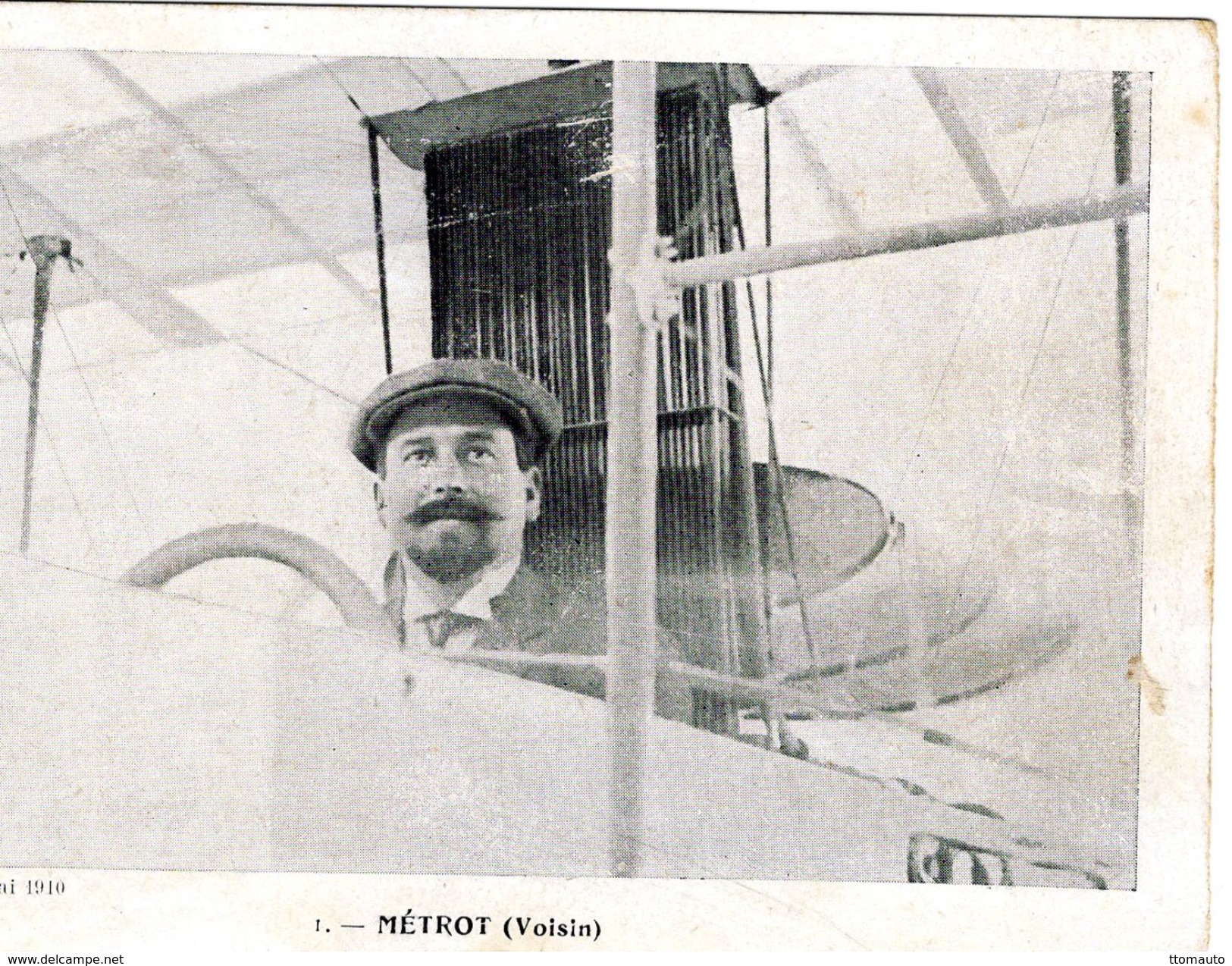 Lyon-Aviation 1910  -  Métrot Sur Aéroplane Voisin  -  CPA - Aviadores