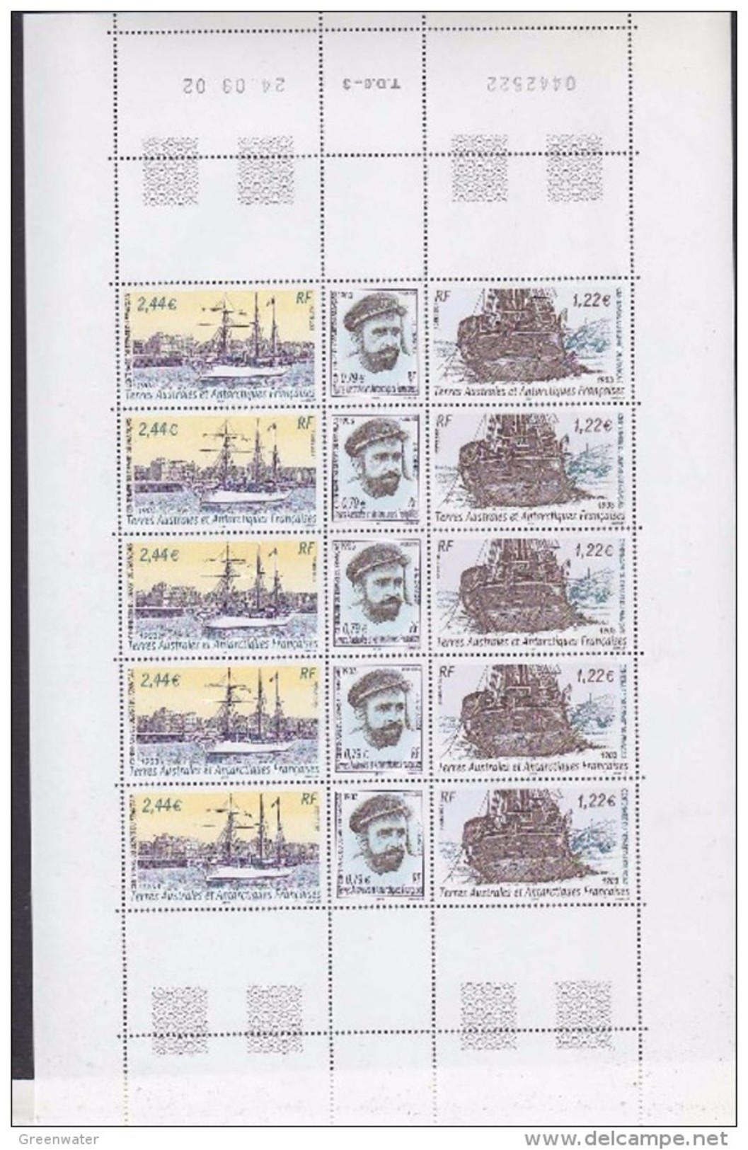 TAAF 2003 Centenaire Du Depart Du Francais Strip 3v* Complete Sheetlet * Mnh (F5185) - Blocs-feuillets