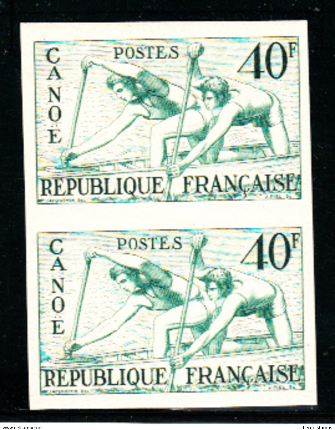 FRANCE - N° 963 - CANÖE - JEUX OLYMPIQUES D'HELSINSKI 1952 - ESSAIS DE COULEUR EN PAIRE - LUXE. - Kanu