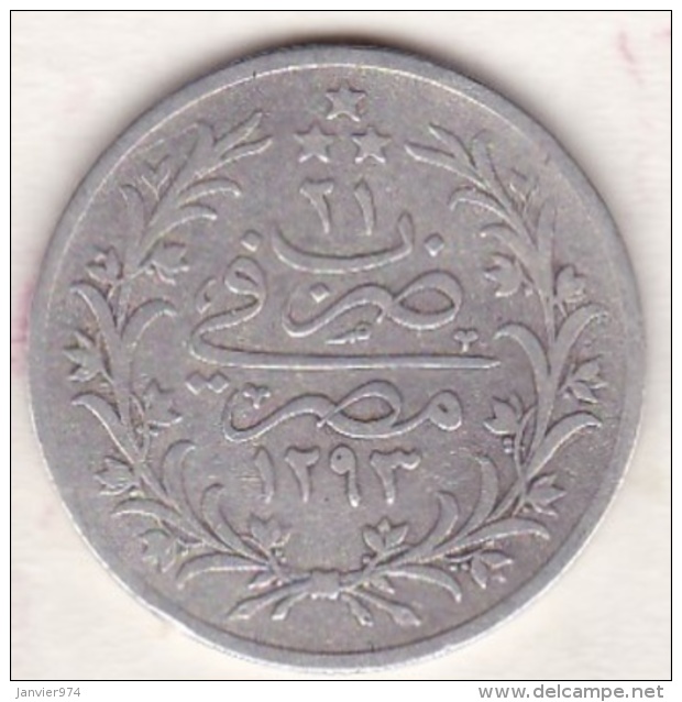 Empire Ottoman. 5 Qirsh AH 1293 Year 21. Abdul Hamid, En Argent. KM# 294 - Egypt