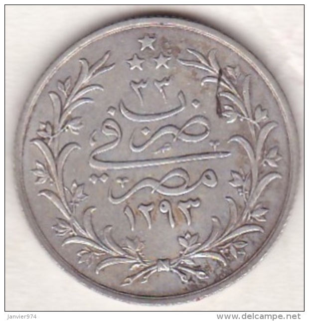 Empire Ottoman. 5 Qirsh AH 1293 Year 33. Abdul Hamid, En Argent. KM# 298 - Egypt