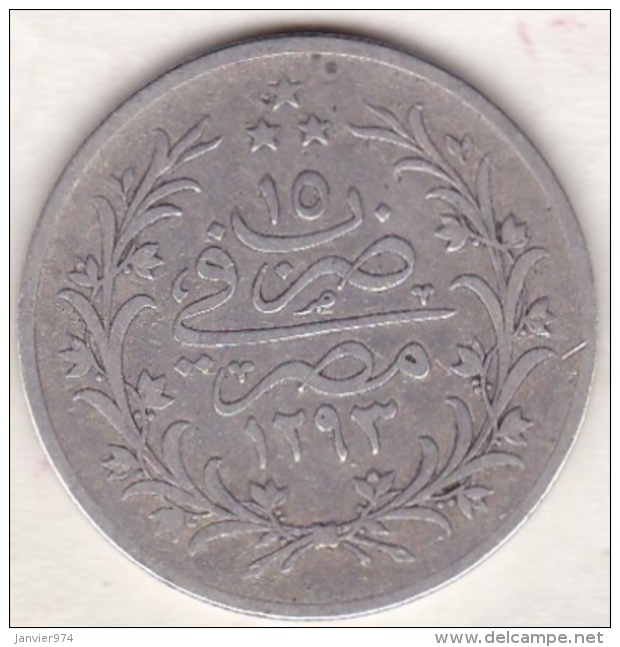 Empire Ottoman. 10 Qirsh AH 1293 Year 15. Abdul Hamid, En Argent. KM# 295 . - Egypte