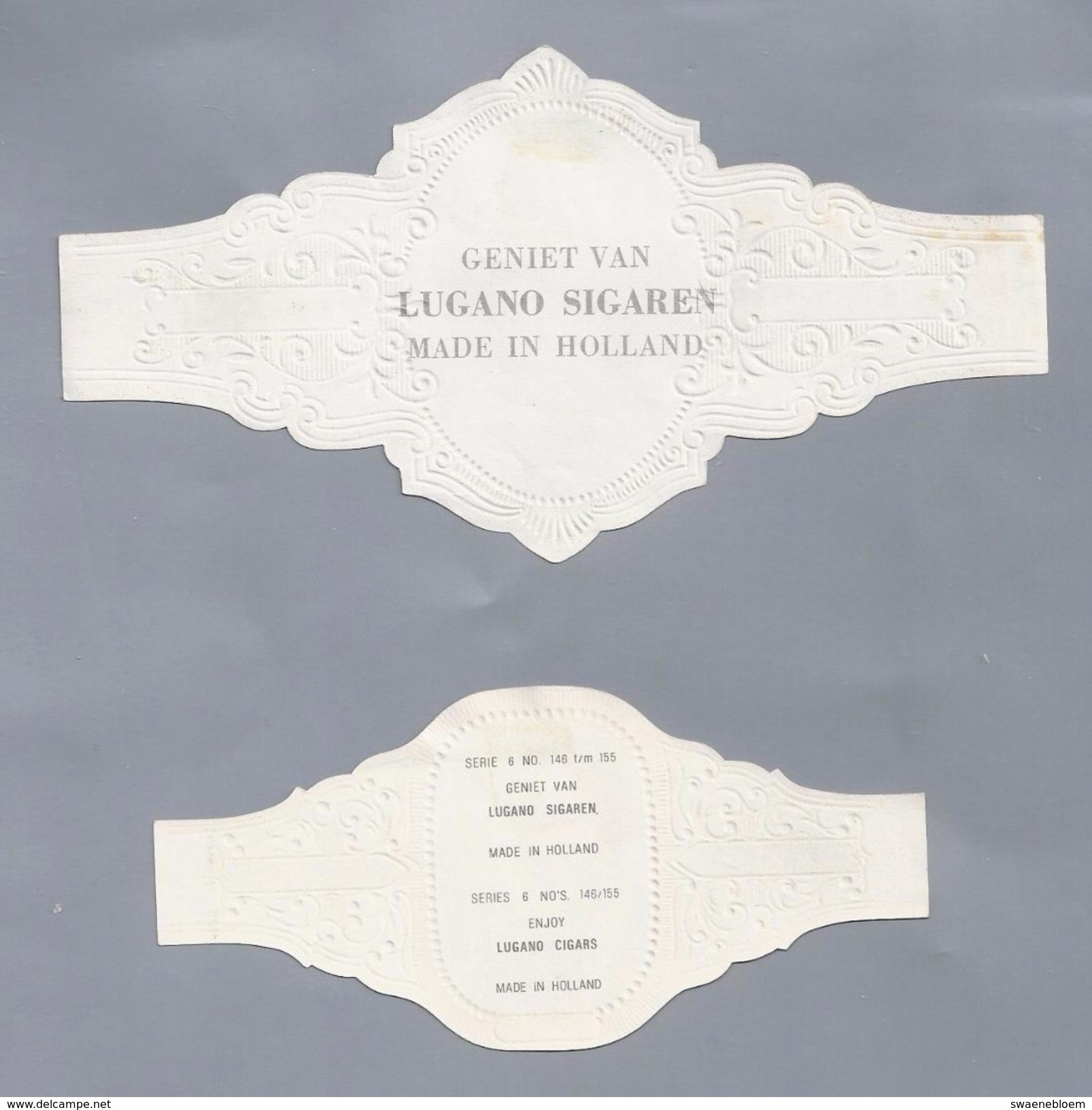 Sigarenbandjes. Sigarenringen.LUGANO Made In Holland. 2 Ringen. Zwitserland Serie No.1. LUGANO. Serie 8 JOHNSON U.S.A. - Sigarenbandjes