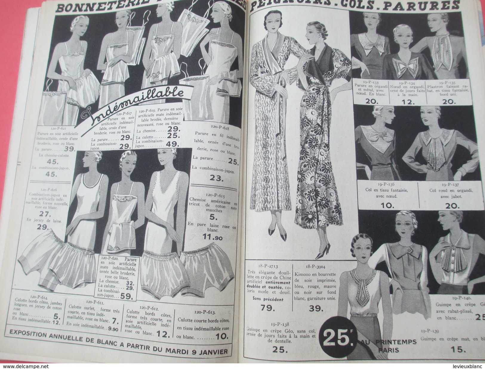 Catalogue Blanc vers 1935/ Mode/Au Printemps/Le Blanc du Printemps est sans rival/PARIS/ Desfossés/ Vers 1934    CAT209