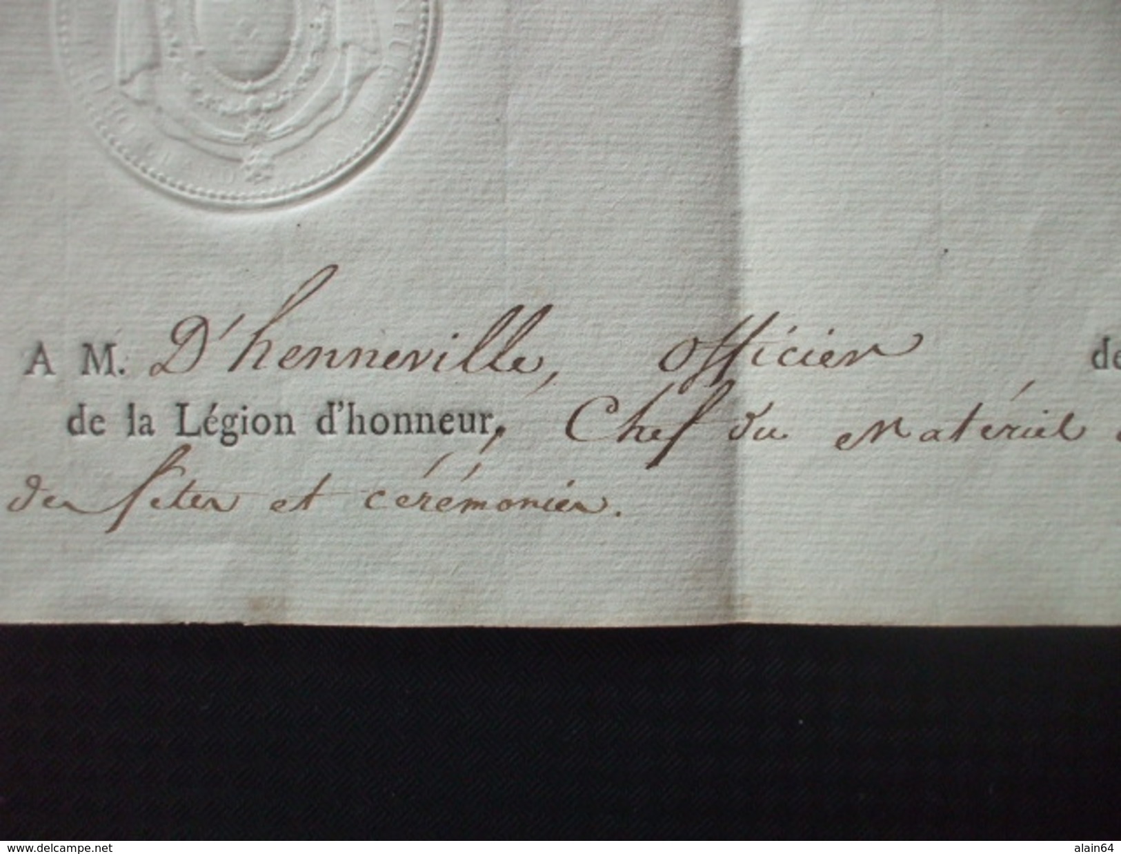 Belgique, 2 Doc. Ordre De Léopold (1838) + Légion D'honneur (1825) Nomination Du Baron D'Henneville, Chef Du Matériel - Non Classés