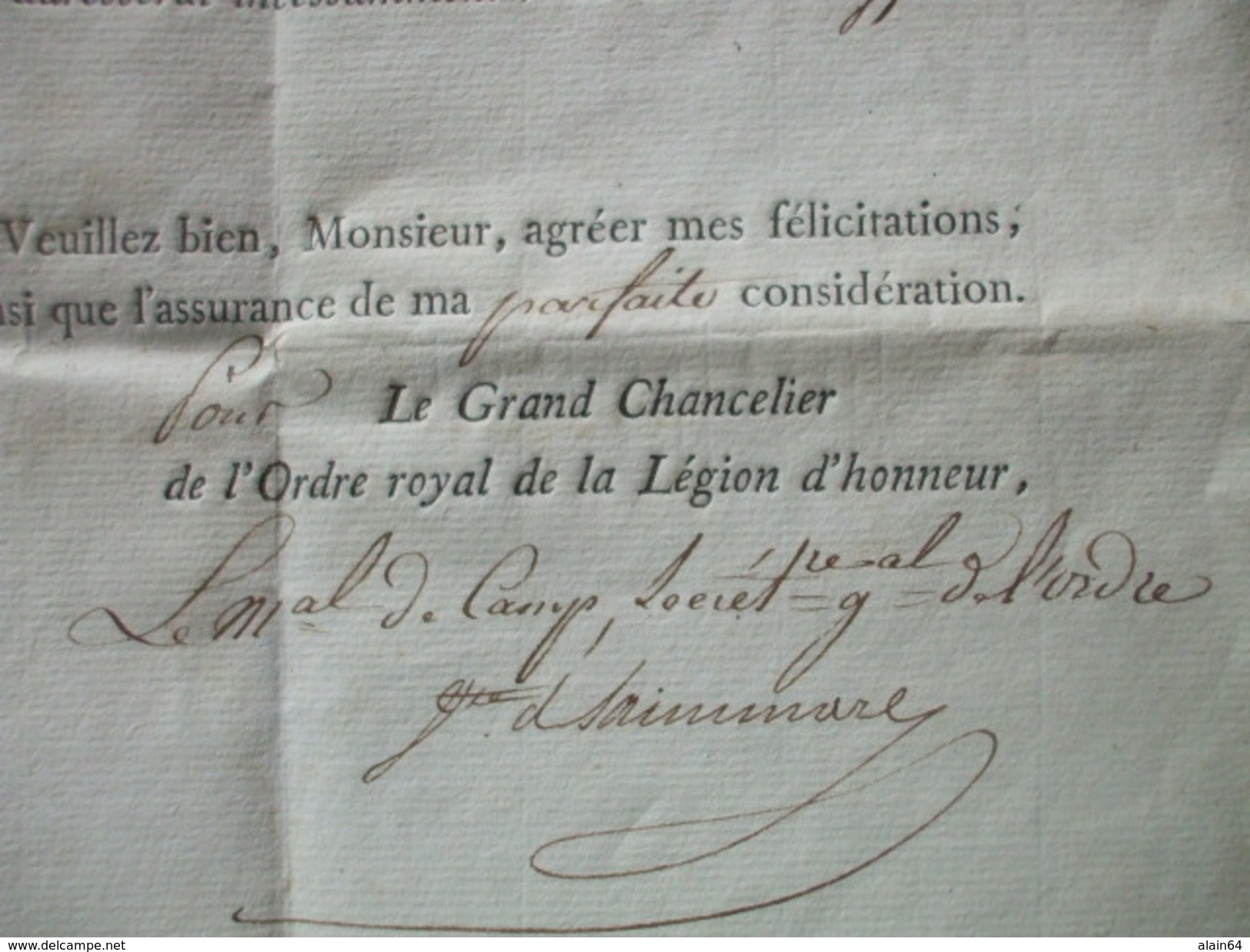 Belgique, 2 Doc. Ordre De Léopold (1838) + Légion D'honneur (1825) Nomination Du Baron D'Henneville, Chef Du Matériel - Zonder Classificatie