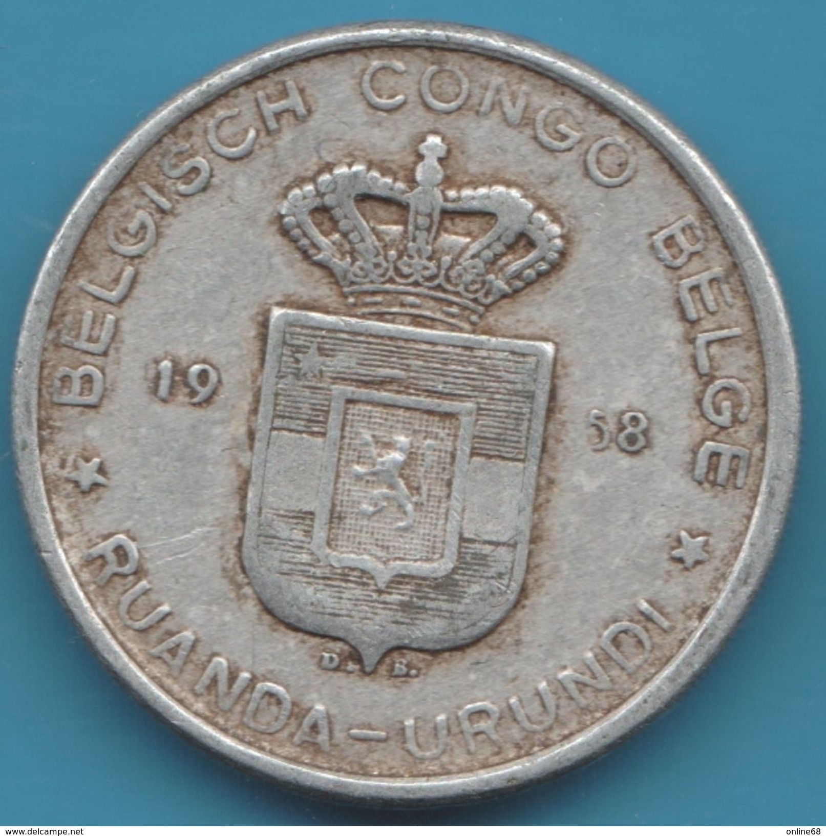 BELGISCH CONGO BELGE RUANDA-URUNDI 5 FRANCS 1958 KM# 3 - 1951-1960: Baudouin I.