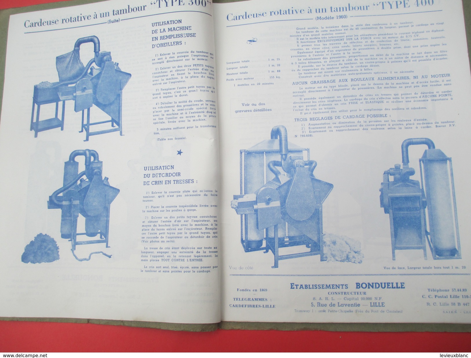 Catalogue / Manufacture De Machines à Carder/ Ets Bonduelle / Constructeur/ Rue Laventie / LILLE/ 1959         CAT214 - Autres & Non Classés