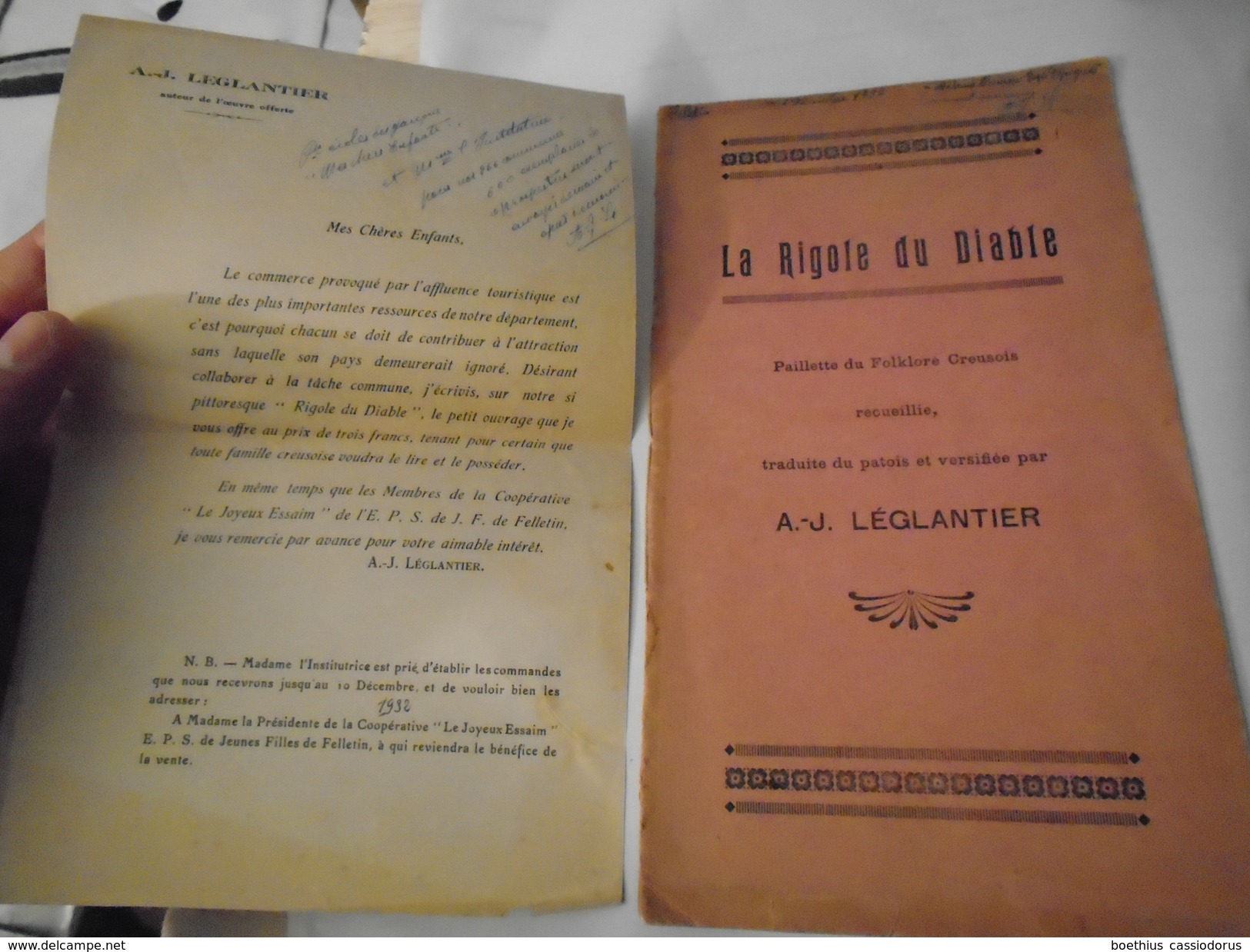 LA RIGOLE DU DIABLE Paillette Du Folklore Creusois Recueillie, Traduite Du Patois, Versifiée Par AJ. LEGLANTIER / Creuse - Limousin