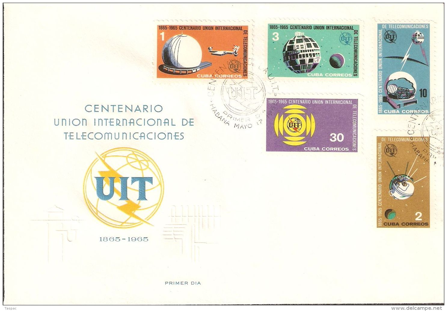 1965 FDC Mi# 1026-1030 - Intl. Telecommunications Union, Cent. / Space - South America