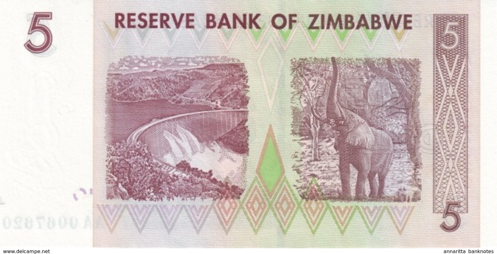 ZIMBABWE 5 DOLLARS 2007 P-66 NEUF  [ZW157a] - Zimbabwe