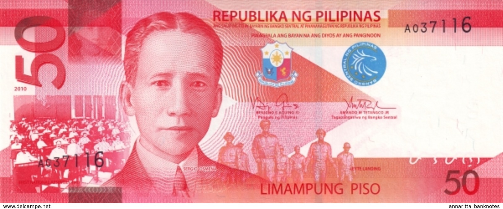 PHILIPPINES 50 PISO (PESOS) 2010 P-207a UNC  [PH1078a] - Philippines