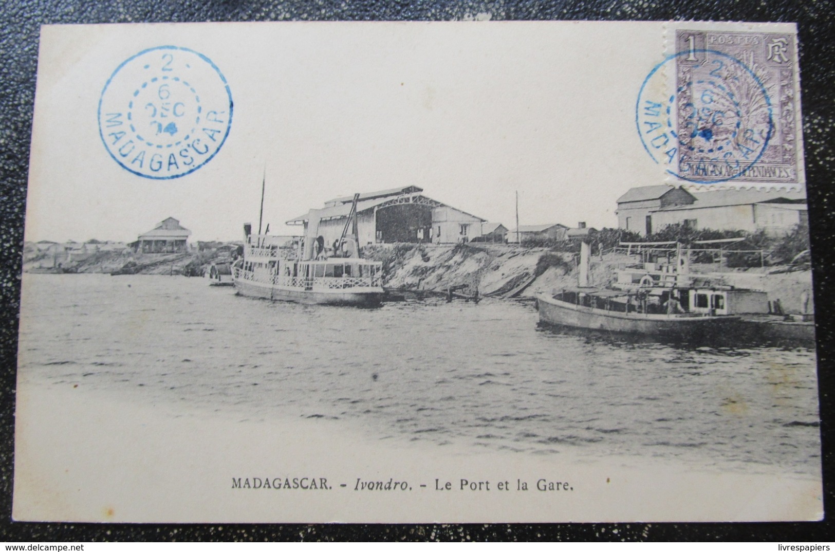 Madagascar Ivondro Port Gare Cpa Timbrée 1904 - Madagascar