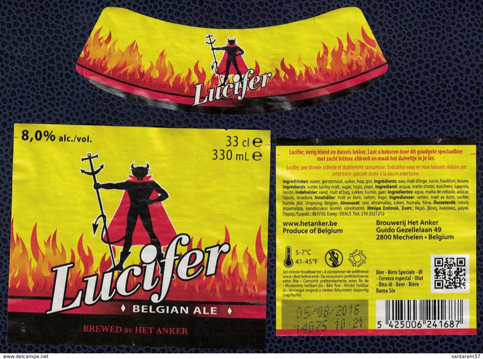 Belgique Lot 3 Étiquettes Bière Beer Labels Lucifer Belgian Ale - Bier