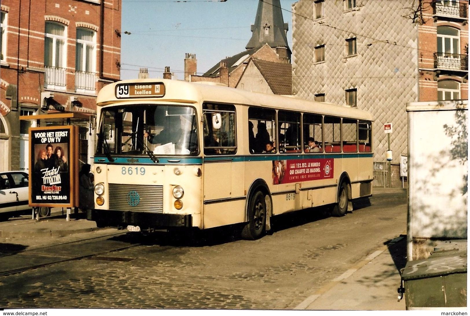 BRUXELLES (1050) : Un Arrêt De La Ligne Du Bus 59 "HÔPITAL D'ETTERBEEK-IXELLES". Carte-Photo Rare. - Transport Urbain En Surface