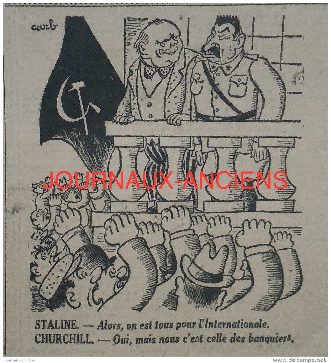 1942 Journal GRINGOIRE - COLLABORATION - DJIBOUTI CAPITALE DE LA FIDÉLITÉ - DESSIN CAB STALINE CHURCHILL - PUB LUSTUCRU - Documents Historiques