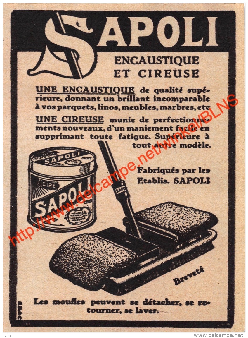 Sapoli Encaustique Et Cireuse - Illustration 7x9.5cm - Publicités