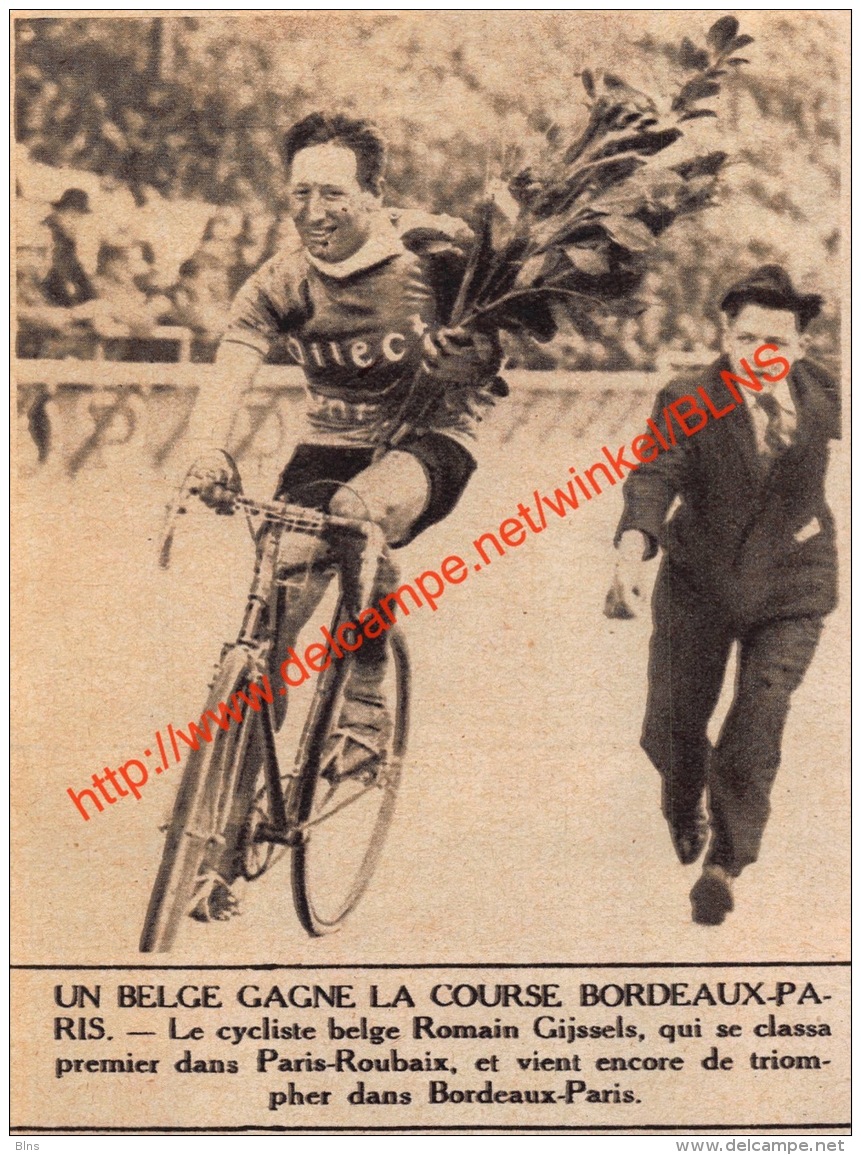 Romain Gijssels Vaincuer De Bordeaux-Paris Et Paris-Roubaix  - 1932- Illustration 8x10.5cm - Documents Historiques