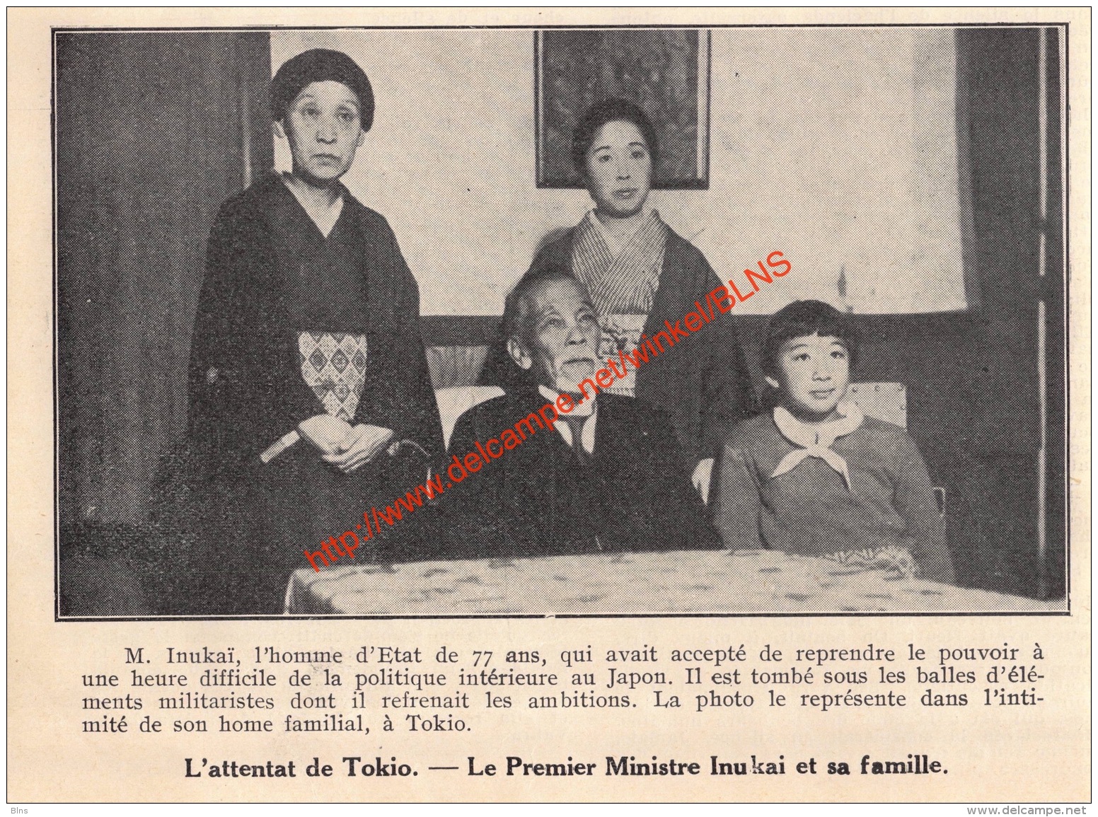 Premier Ministre Inukaï - Tokio Japon Japan  - 1932- Illustration 15x11cm - Historische Dokumente