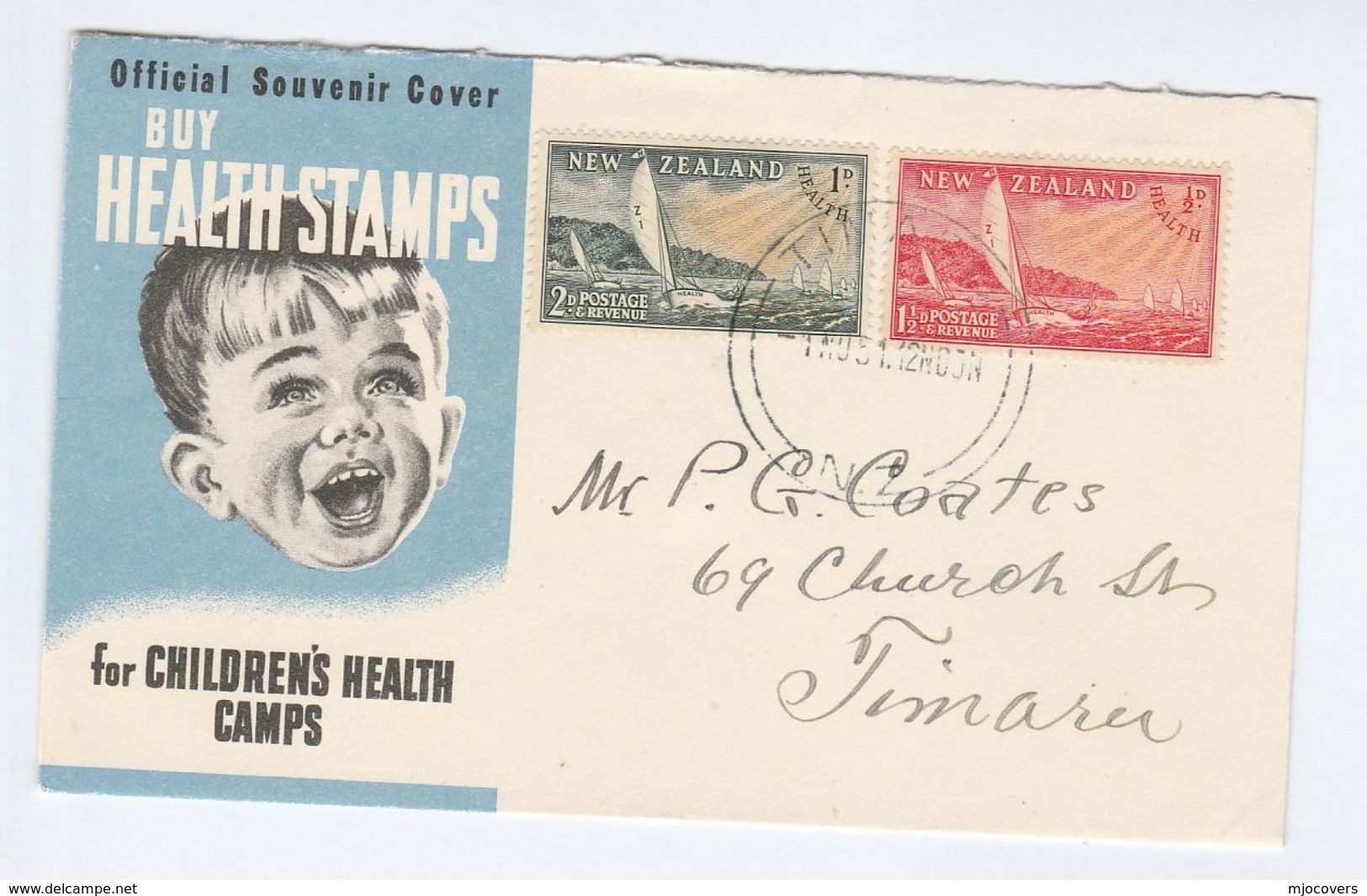 1951 Timaru NEW ZEALAND FDC HEALTH SAILING Stamps Sport Cover - FDC