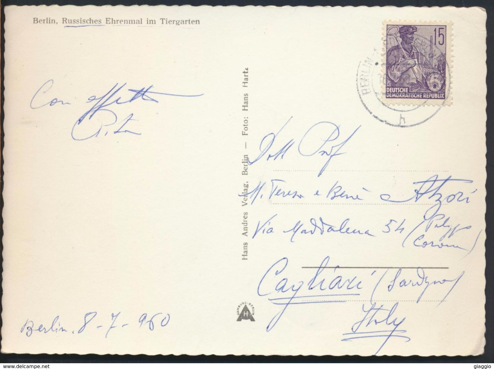 °°° 5110 - GERMANY -  BERLIN - RUSSISCHES EHRENMAL IM TIERGARTEN - 1960 With Stamps °°° - Dierentuin