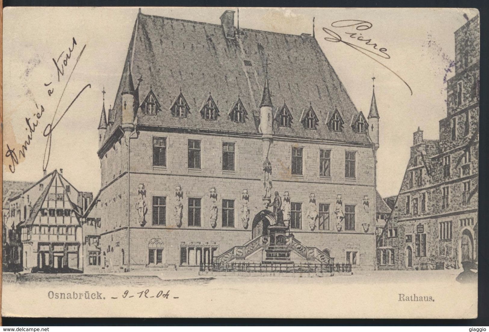 °°° 5131 - GERMANY - OSNABRUCK - RATHAUS - 1904 With Stamps °°° - Osnabrueck