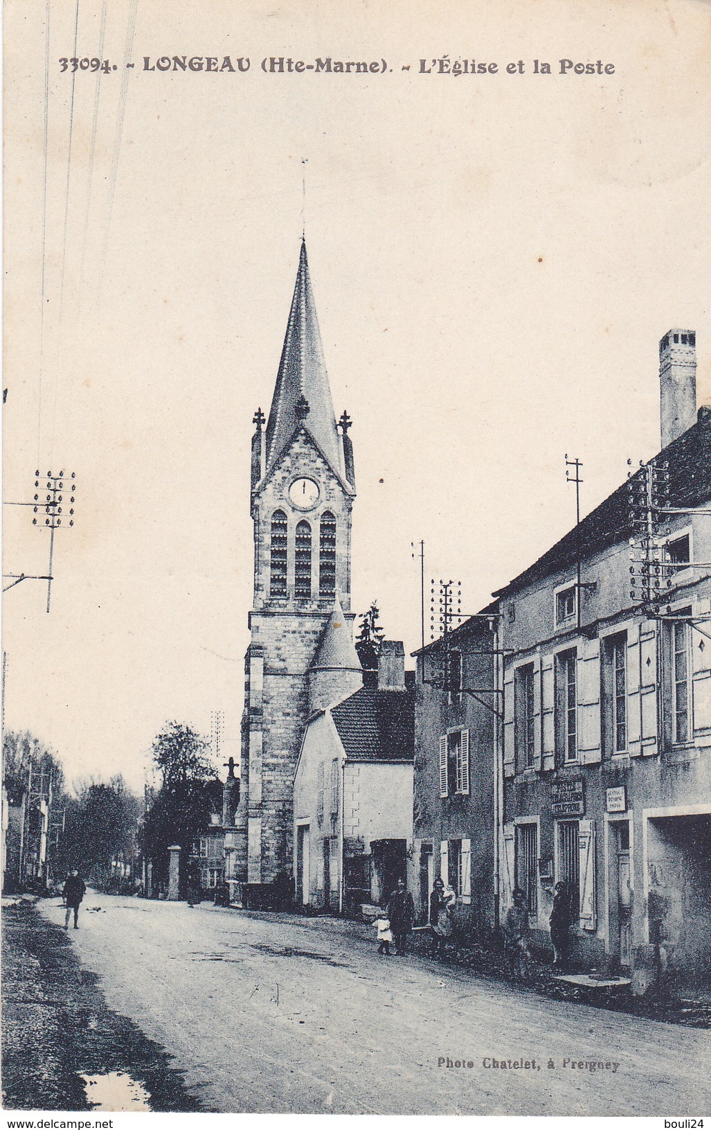 LONGEAU  EN HAUTE MARNE  L'EGLISE ET LA POSTE  CPA  CIRCULEE - Le Vallinot Longeau Percey