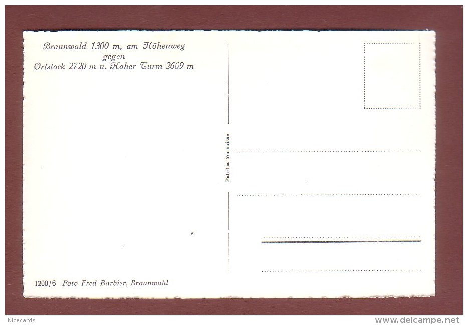 Glarus - BRAUNWALD - Am Höhenweg Gegen Ortstock Und Hoher Turm - Braunwald
