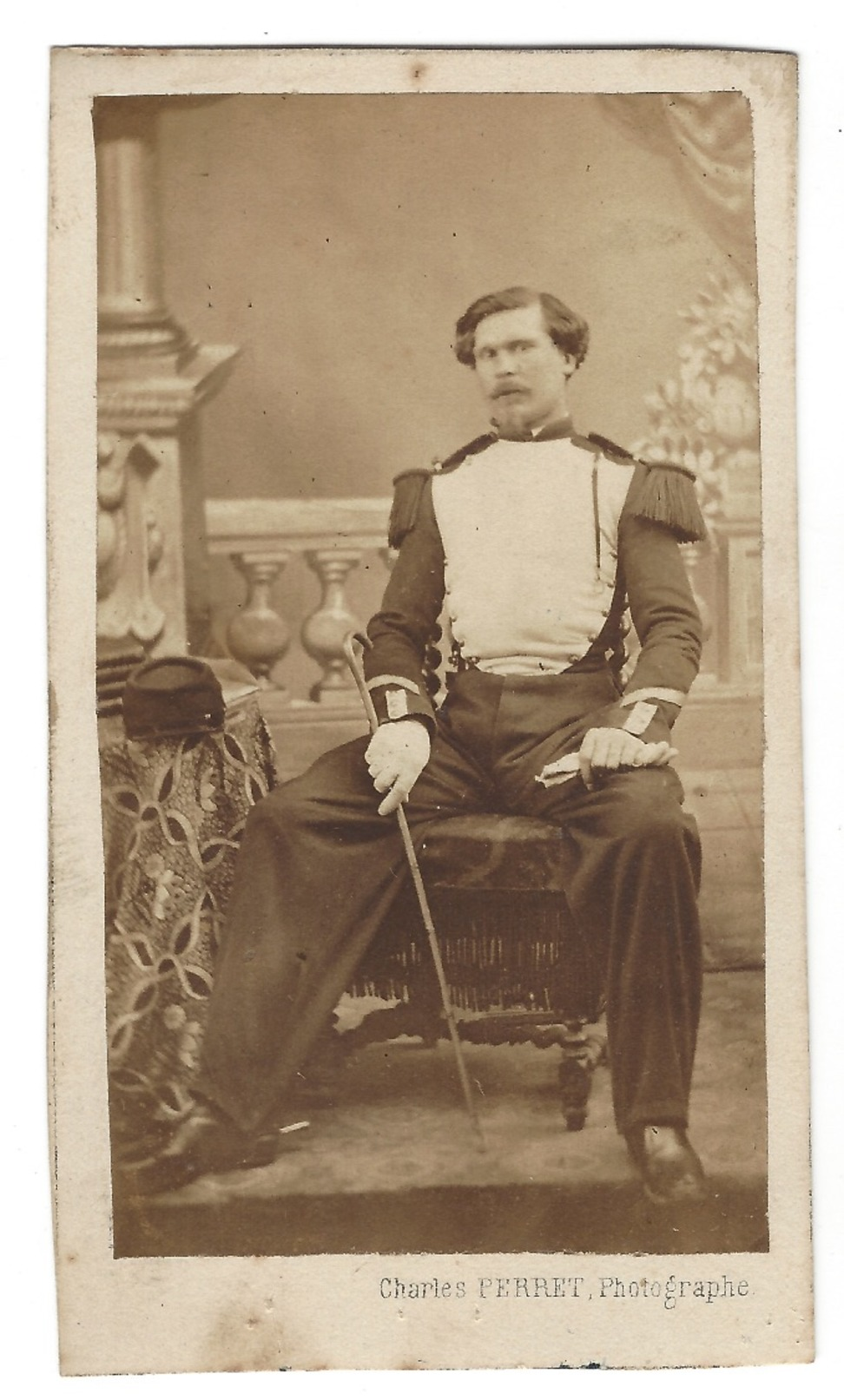 Cdv BRETAGNE Photo CHARLES PERRET BREST  SOLDAT  IMPERIAL MILITAIRE  MEXIQUE ??? VERS 1866 - Anciennes (Av. 1900)
