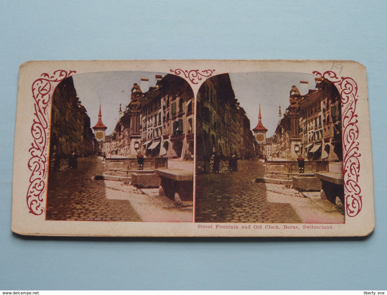 Street Fountain And Old Clock, BERNE Switzerland - Stereo Photo (?) ( Voir Photo Pour Detail ) ! - Photos Stéréoscopiques