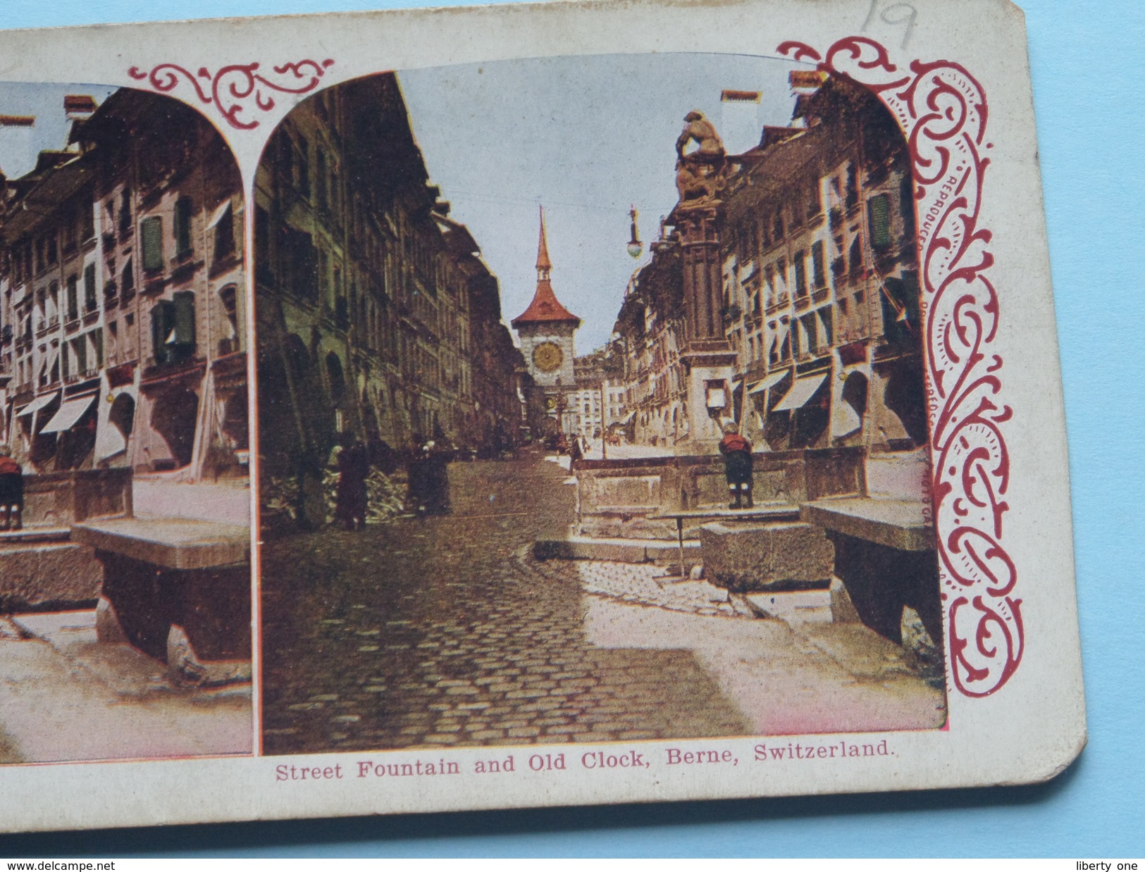 Street Fountain And Old Clock, BERNE Switzerland - Stereo Photo (?) ( Voir Photo Pour Detail ) ! - Photos Stéréoscopiques